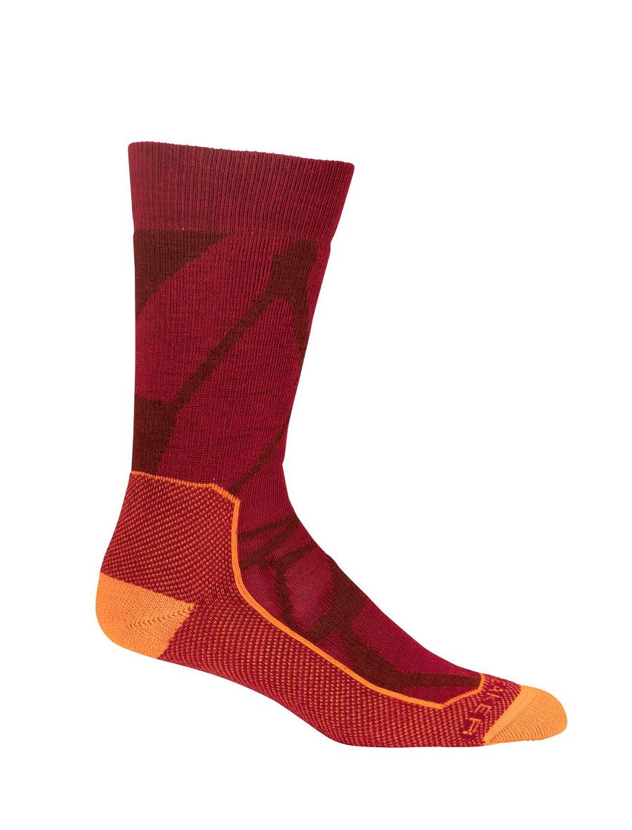 Cherry / Espresso Women's Icebreaker Merino Hike+ Medium Crew Fractured Landscapes Socks | USA 1406FDNM